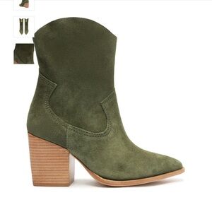 Schutz Women's Green Suede Western Ankle Boots 8B NEW